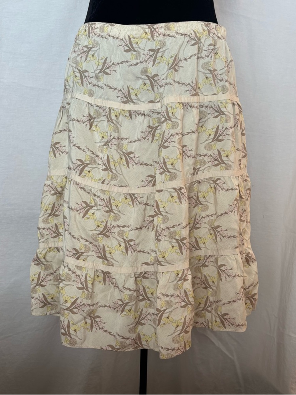 American Eagle Silk Tiered Skirt Boho Cottagecore Floral Midi Flowy Romantic 10